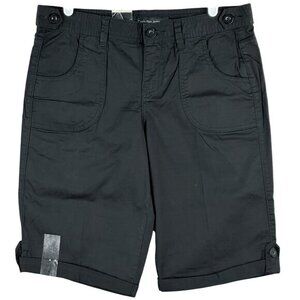 Calvin Klein Women's Stretch Black Shorts Size 4 Regular Rolled Hem Mid Rise NWT